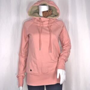Mazine Powder Pink Sandy Cuddly Drawstring Tan Faux Fur Lined Heavy Hoodie SzS